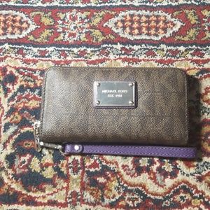 Michael Kors Monogram Continental Wallet + Strap